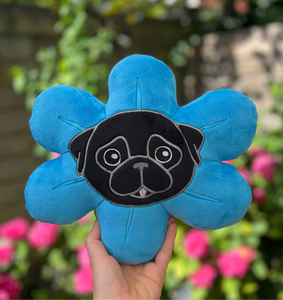 Mini Flower Pug Pillow - Black & Fawn
