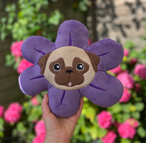 Mini Flower Pug Pillow - Black & Fawn