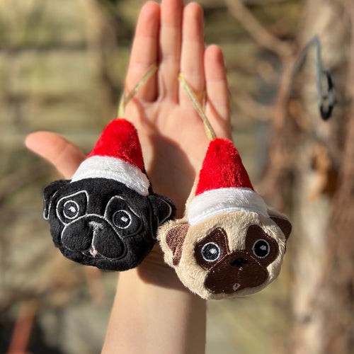 Christmas Pug Ornament - Made to order