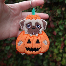 Pugkin Keychain Plushie/Bagtag - Black & Fawn