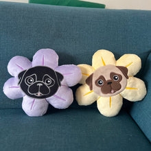 Mini Flower Pug Pillow - Black & Fawn