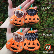 Pugkin Keychain Plushie/Bagtag - Black & Fawn