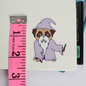 Old Wizard Pug Sticker
