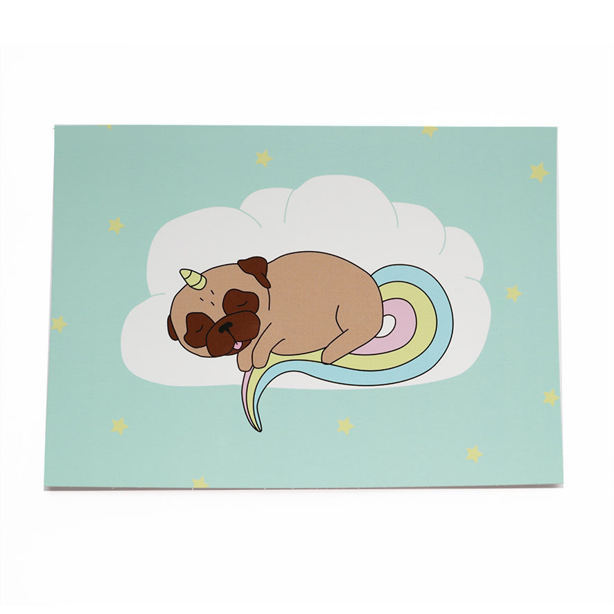 Sleepy Unipug Card Fawn - A6