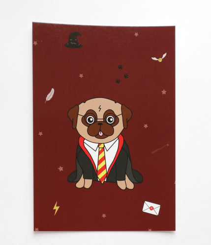 Wizard Pug Card - A6