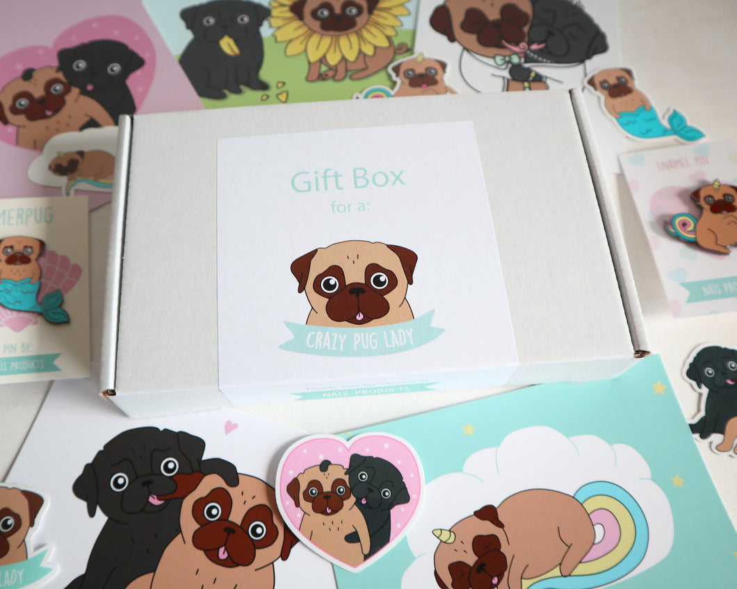 Gift Box Crazy Pug Lady - Fawn