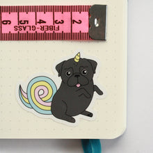 SALE - Unicorn Pug Sticker - Black