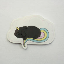 SALE - Sleepy Unicorn Pug Sticker - Black