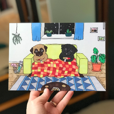 Pug card - A5