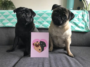 Pug Love card - A6